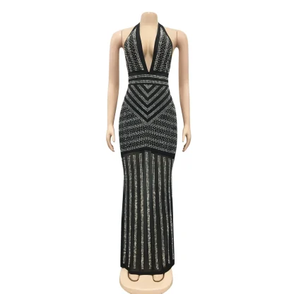 Backless Bodycon Evening Sequin Dress - Image 3