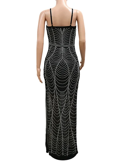 Mesh High Slit Sequin Slip Dress - Image 2