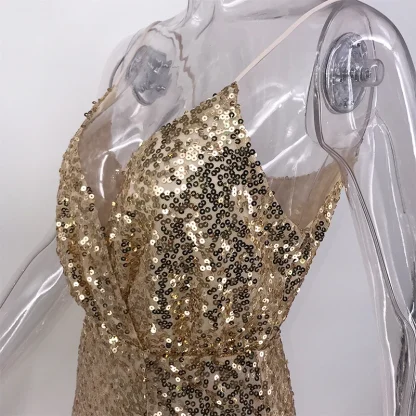 Low Front Spaghetti Strap Sequin Maxi Dress - Image 5