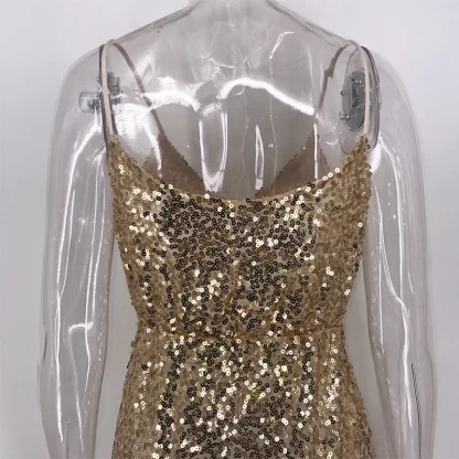 Low Front Spaghetti Strap Sequin Maxi Dress - Image 6