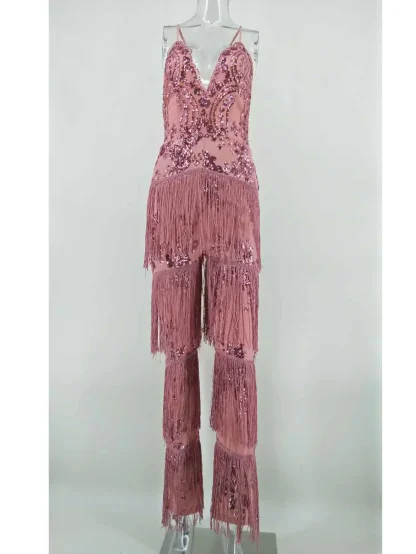 Tassel Sparkling Sequin Romper Dress - Image 3