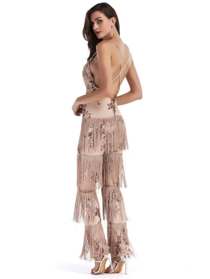 Tassel Sparkling Sequin Romper Dress - Image 2