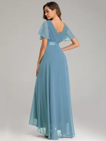 Short Flare Sleeve Sequin Chiffon Dress - Image 2