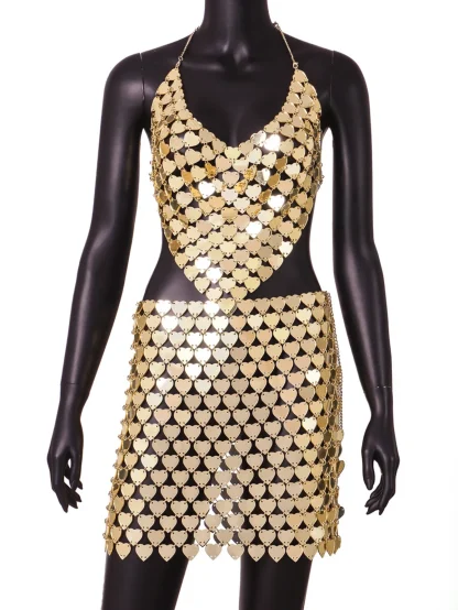 Dazzling Heart Shaped Sequin Dress Set - Image 3