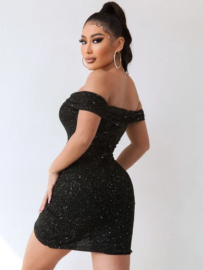 Off Shoulder Ruched Mini Dress - Image 2