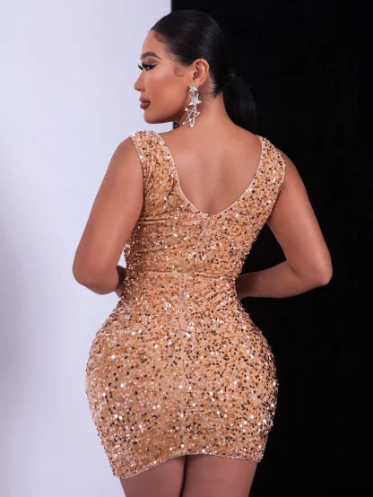 Enchanting Big Ribbon Sequin Dress - Image 2