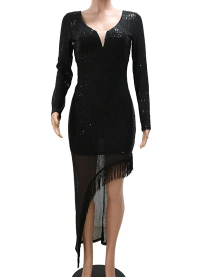 High Slit Sparkling Long Dress - Image 3
