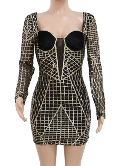 Glamour Night Long Sleeve Sequin Dress - Image 3