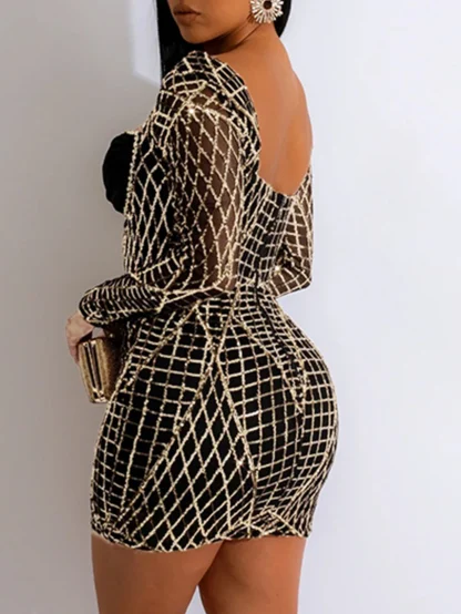 Glamour Night Long Sleeve Sequin Dress - Image 2