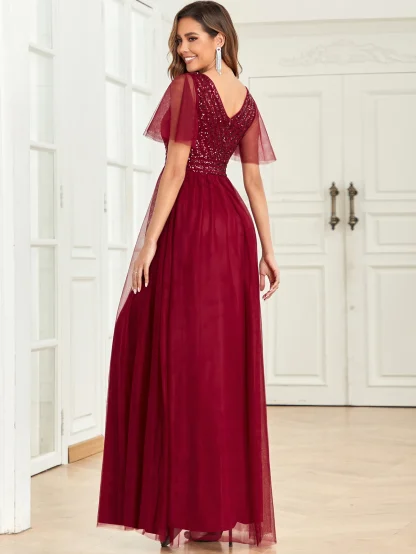 Elegant Wedding Guest Shiny Dress - Image 2