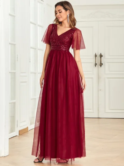 Elegant Wedding Guest Shiny Dress - Image 3