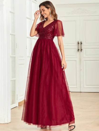 Elegant Wedding Guest Shiny Dress - Image 4