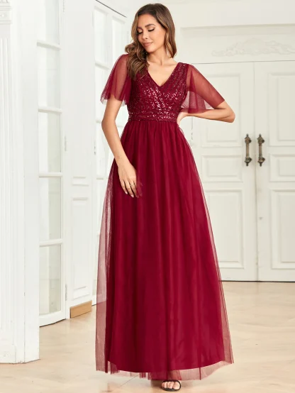 Elegant Wedding Guest Shiny Dress - Image 5