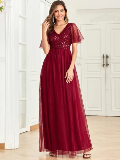 Elegant Wedding Guest Shiny Dress