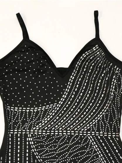 Sequin-Detailed Bodycon Shiny Mini Dress - Image 4