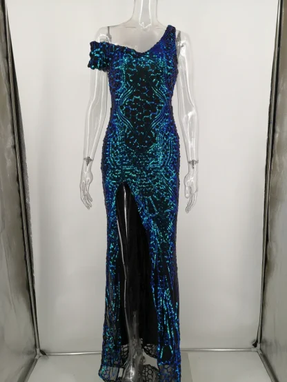 Elegant Long Sparkling Sequin Dress - Image 3
