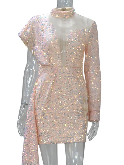 Sparkle Mesh Sequin Dress with Tail - Image 3