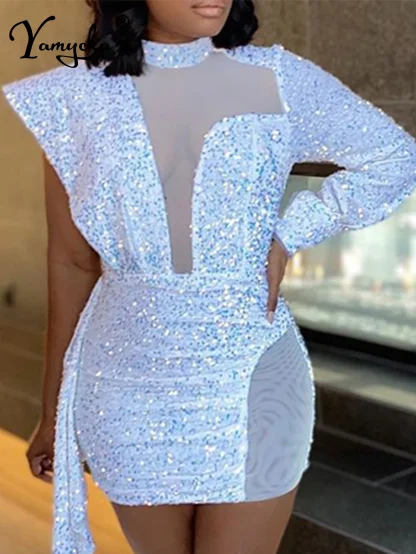 Sparkle Mesh Sequin Dress with Tail - Image 6