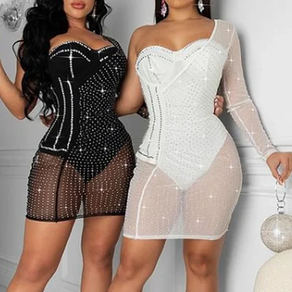Dazzling See-Through Sequin Club Dress - Image 5