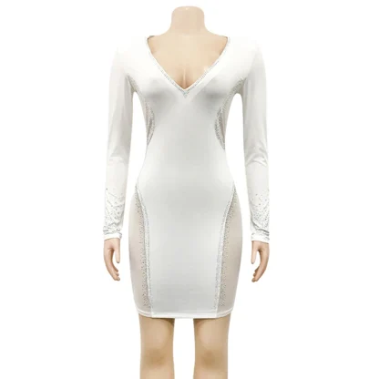 Long Sleeve Shiny Evening Sequin Dress - Image 3