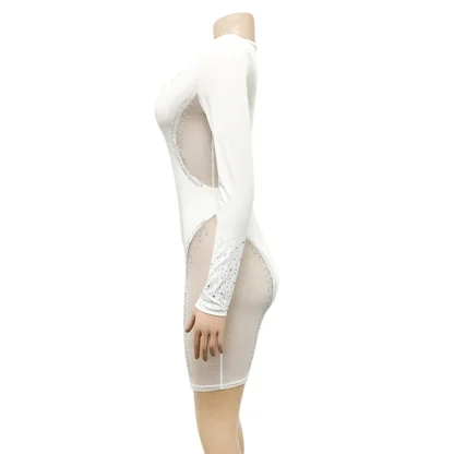 Long Sleeve Shiny Evening Sequin Dress - Image 4