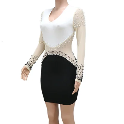 Elegant Sheer Mesh Sequin Mini Dress - Image 4