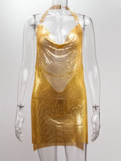 Sparkling High Slit Sequin Dress - Image 3