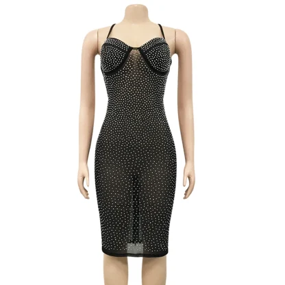See-Through Lace-Up Sequin Dress - Image 3