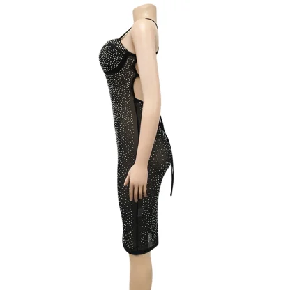 See-Through Lace-Up Sequin Dress - Image 4