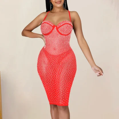 See-Through Lace-Up Sequin Dress - Image 5