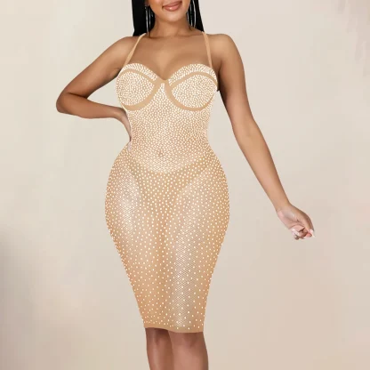 See-Through Lace-Up Sequin Dress - Image 6