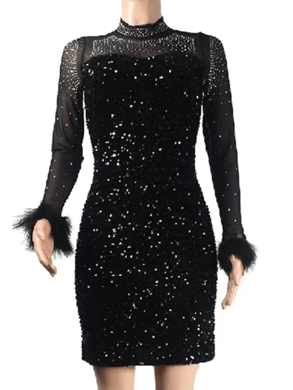 Mesmerizing Long Sleeve Sequin Party Dress - Image 3