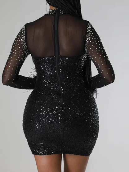 Mesmerizing Long Sleeve Sequin Party Dress - Image 2