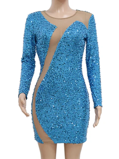 Tempting Mesh Club Shiny Dress - Image 3