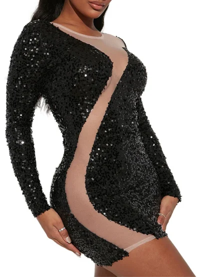 Tempting Mesh Club Shiny Dress - Image 5