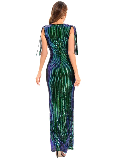 Enchanting Tassel Sleeves Sequin Dress - Image 2