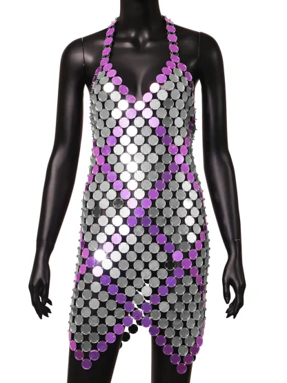 Alluring Metallic Sequin Mini Dress - Image 3