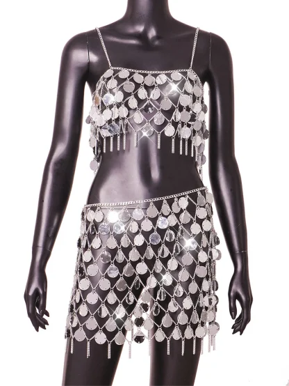 See-Through Metal Sequin Summer Dress - Image 3