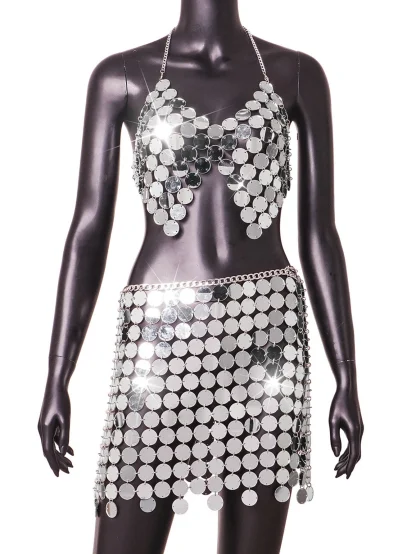 Alluring See-Through Metal Sequin Dress - Image 3