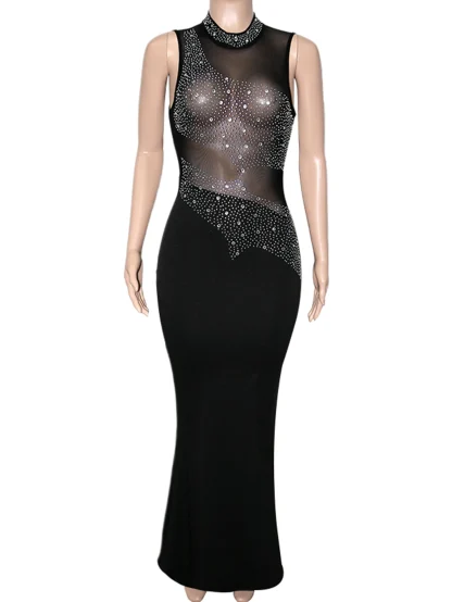 Turtleneck Backless Sparkling Dress - Image 3