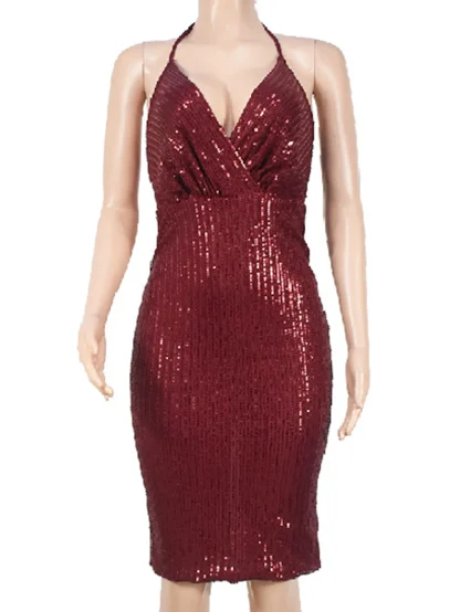 Slip Deep V-Neck Sparkling Dress - Image 3