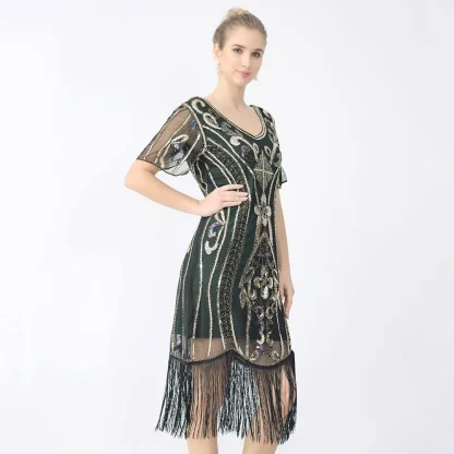 Elegant Evening Sequin Fringe Dress - Image 3