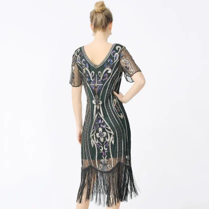 Elegant Evening Sequin Fringe Dress - Image 2