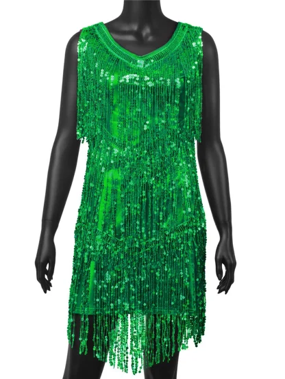 Elegant Shiny Fringe Sequin Summer Dress - Image 3