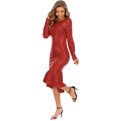 Long Sleeve Sparkling Mermaid Dress - Image 2