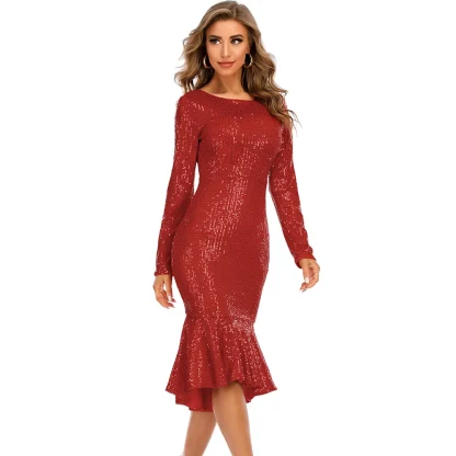 Long Sleeve Sparkling Mermaid Dress - Image 4