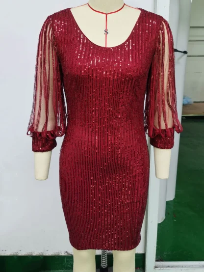 Fringe Sleeve Shiny Midi Dress - Image 3