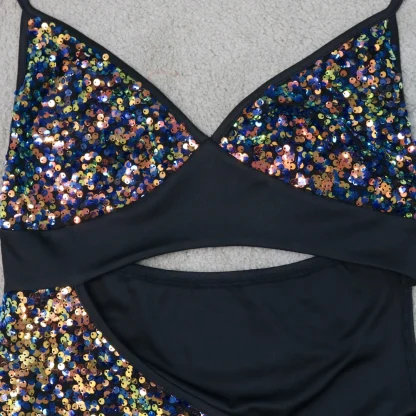 Cut-Out Strap Sequin Halter Neck Dress - Image 5