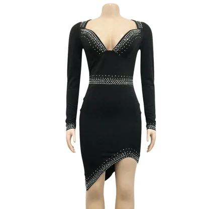 Slim Fit Long Sleeve Sparkling Dress - Image 3