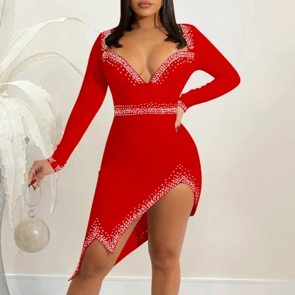 Slim Fit Long Sleeve Sparkling Dress - Image 5